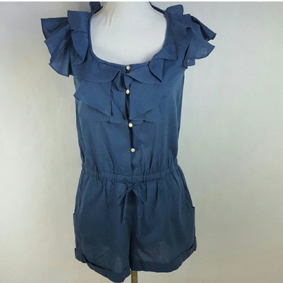Adorable Blue Ruffle Romper - Picture 2 of 7